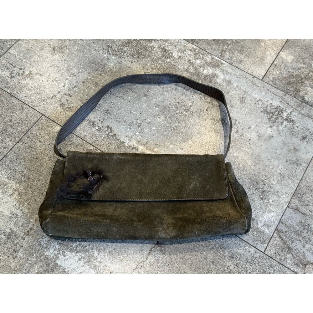 Vintage Philosophy Y2K Baguette Purse Suede Leather Small Brown Shoulder Bag